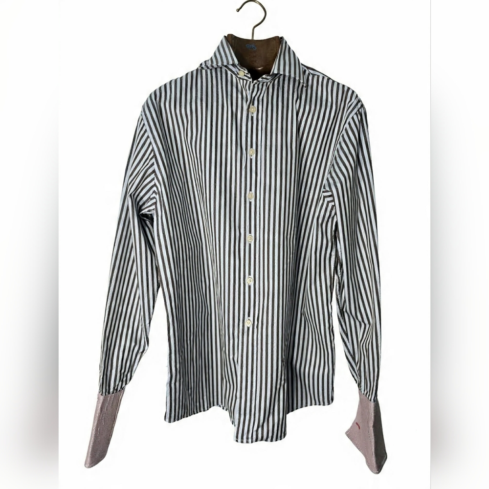 Stylish Striped Updated Traditionalist Flip French Cuff With Contrast Shirt